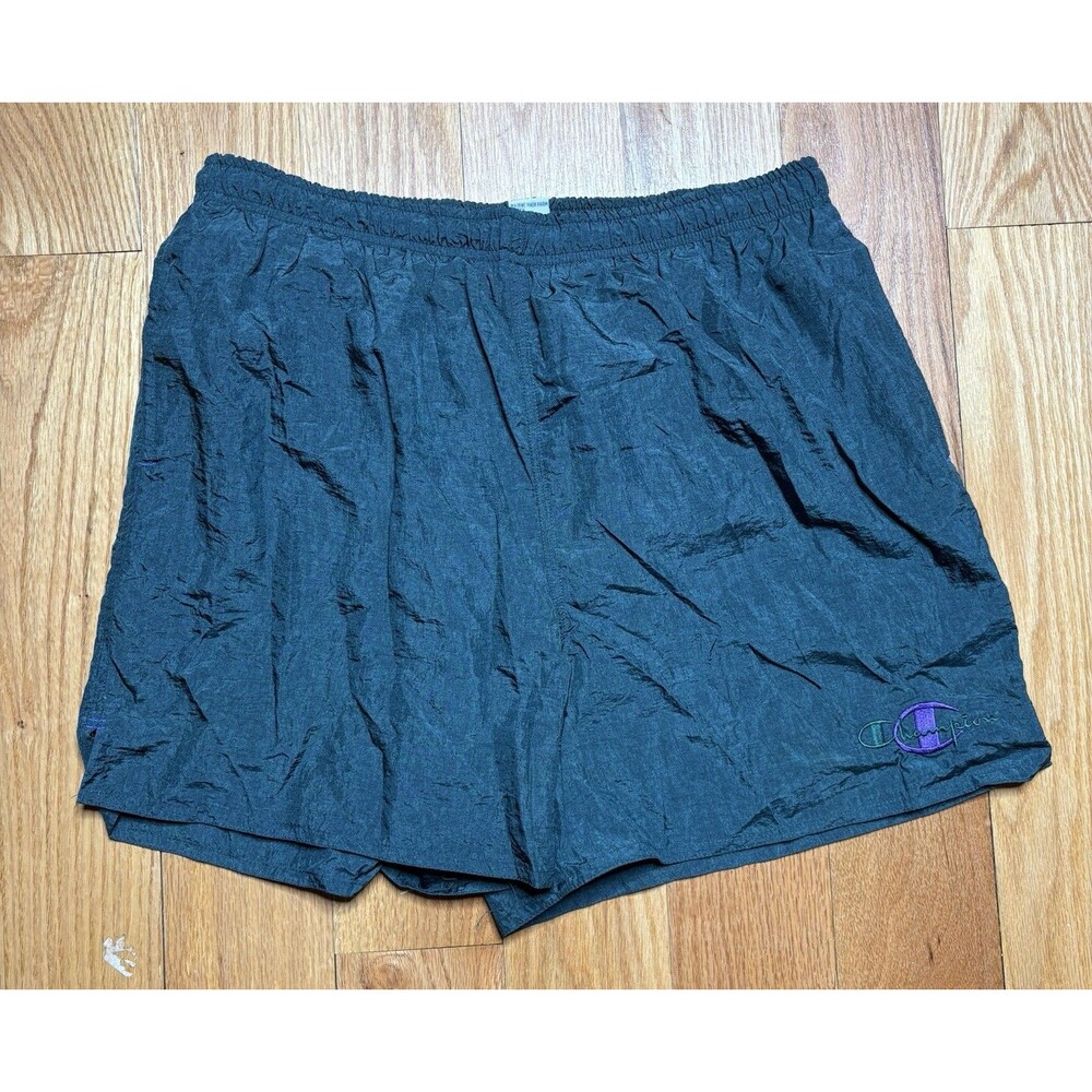 Vintage Champion Shorts Mens Large Green Mesh Lined 90s Swim Trunks 4” Board